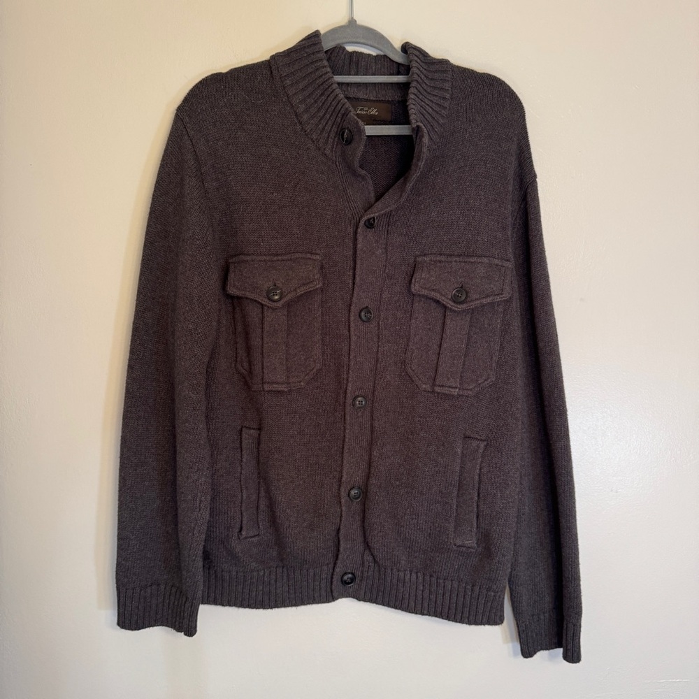 Tasso Elba Dark Grey Cardigan Sweater Size L